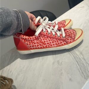 Coach Red Patterned Sneakers size 7